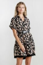 Umgee Animal Print Tiered Dress in Black ON ORDER