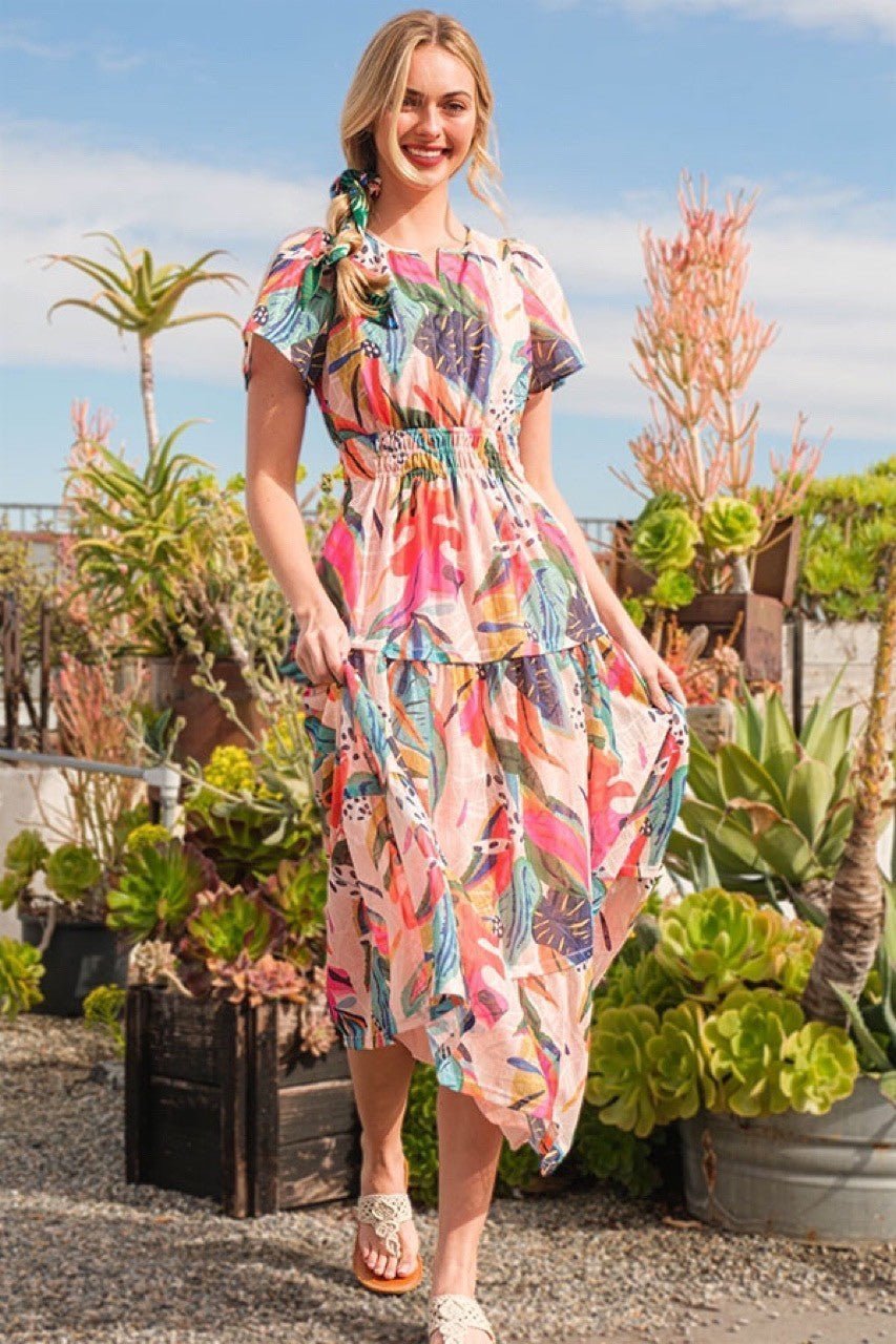 20812307_3cb6b49b-c758-4ec5-996c-d3a8f29629e1-1.jpg Lime 'N' Chili Abstract Print Maxi Dress in Fuchsia Combo - Image 1